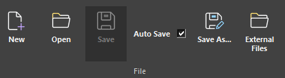 External Files button in the File section of the ProdRoads ribbon